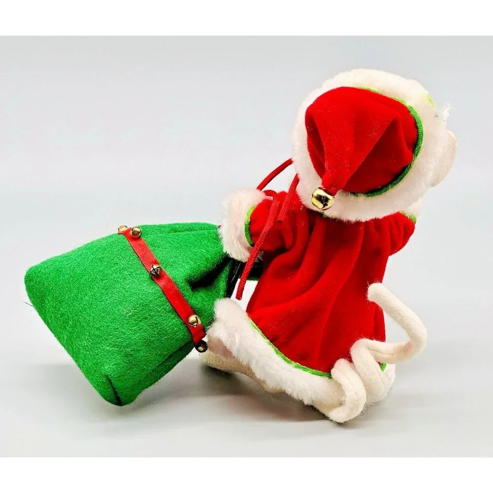 Annalee Special Delivery Santa Mouse Green Toy Sack 7 inch 2006 Open Eyes‎
